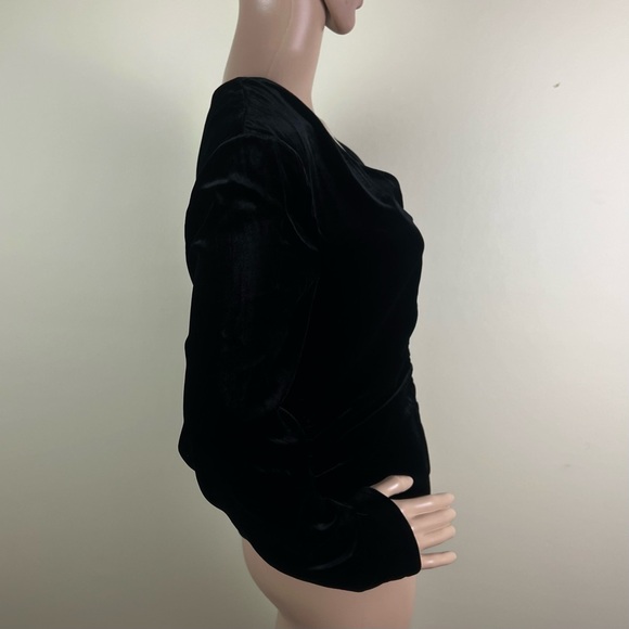 NEW VERONICA BEARD BLACK RUCHED VELVET TOP - Picture 6 of 11